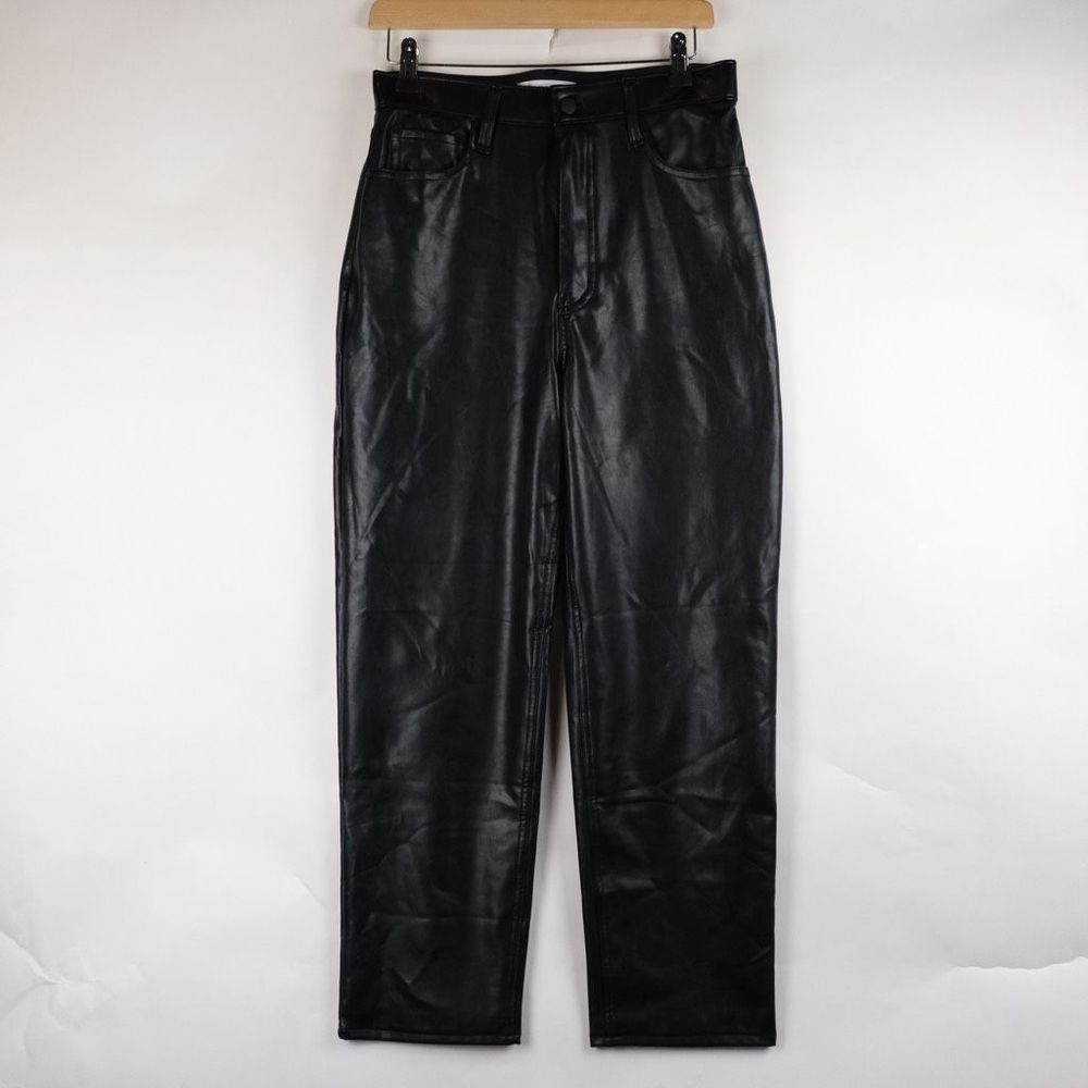Abercrombie & Fitch Faux Leather Ankle Straight Ultra High Rise Pants Black Sz 2